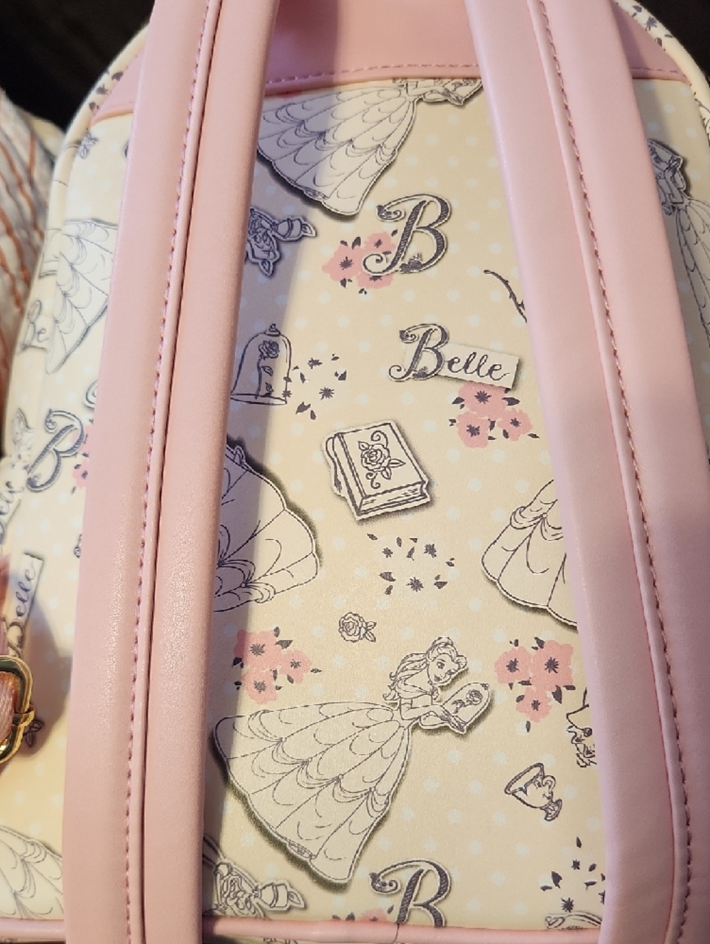 Loungefly Cream and Pink Belle Mini Backpack - Picture 4 of 4